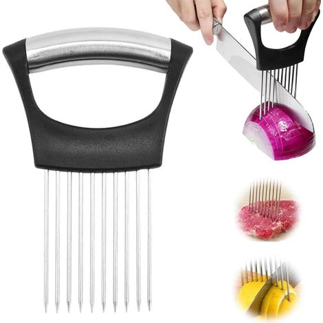 Edelstahl-zwiebelhalter, Schneider, Schäler, Zerkleinerer Mit 10 Zinken, Praktische Küchen-obst- Und Gemüse-gadgets