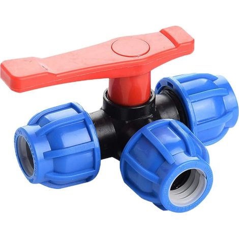 1 X Vanne De Tuyauterie À Raccord Rapide 3 Voies (vanne À Boisseau Sphérique 3 Voies / Vanne D'Arrêt) - Raccord D'Irigation Agricole (32 Mm)