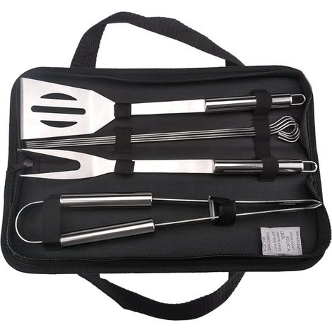Grill-utensilienset Mit Transporttasche – Zubehör Aus Edelstahl Für Camping Und Garten (7 Von 1)