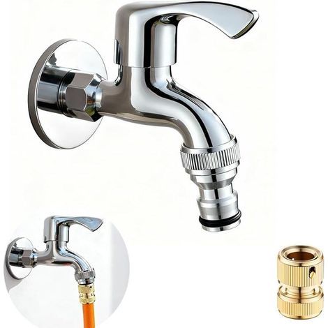 Robinet-außengarten Mit Verchromter Layte Mit Schnellem Anschluss Und Ruban-détanchéité, Robinet-utility-garnitur Für Kaltes Robinet-wasser 1,27 Cm