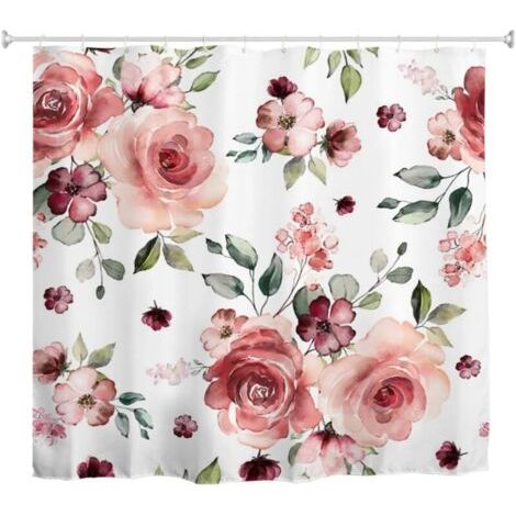 Wasserfester Duschvorhang Mit Rosenmotiv, Inklusive Häkelarbeit, Ideal Für Die Dekoration Des Badezimmers, 180 X 180 Cm