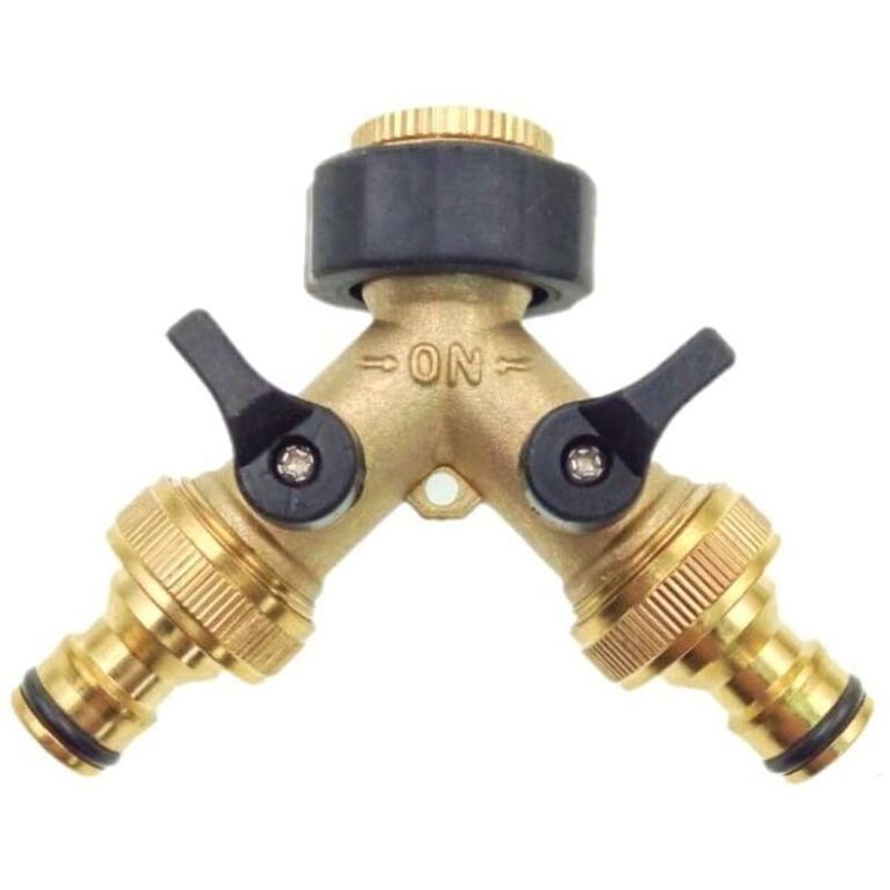 2-wege-wasserhahn-adapter Aus Messing, Doppelter Garten-wasserhahn-adapter Mit Individuellen Ein-/aus-ventilen Für Haus, Küche Und Garten Im Freien.