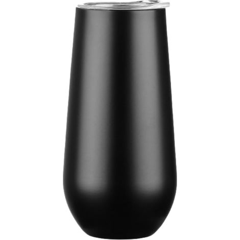Ein Glas Champagner Aus Rostfreiem Stahl Mit Deckel Und Isolierung Für Eine Doppelte Portion – Der Ideale Reisebecher.