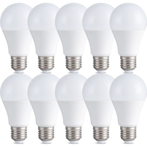 Packung Mit 10 Led-ampullen A60 – 6500 K, 9 W, 950 Lumen. Ultralange Lebensdauer Von 25.000 Stunden. Fassungsvermögen: E27
