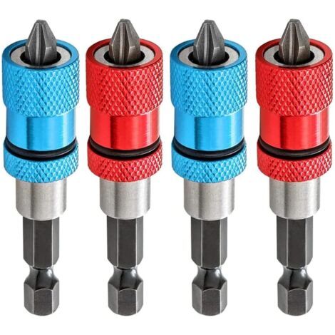 4-teiliger Magnetischer Bithalter Mit Einstellbarer Einsinktiefe. Bithalter Für Trockenbau-schraubendreher Mit 1/4-zoll-sechskantschaft. Enthält 4 Schraubendreher-bits Für