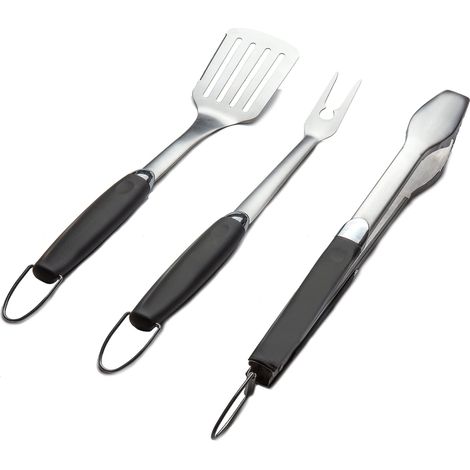 Set Aus 3 Grillutensilien Aus Edelstahl – Bestehend Aus Pinzette, Pfannenwender Und Bratpfanne – Zubehör Für Außengrills (set Aus 3 Teilen)