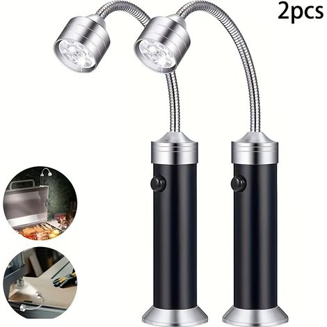 Set Mit 1 Oder 2 Grilllampen - Außengrillzubehör Mit Magnetischem Sockel Und Um 360° Drehbarer Taschenlampe