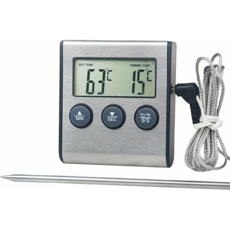 Digitales Küchenthermometer, Großes Lcd-display, Lange Sonde Für Grill, Ofen, Fleisch, Kochtemperatur, Alarm-timer-tool