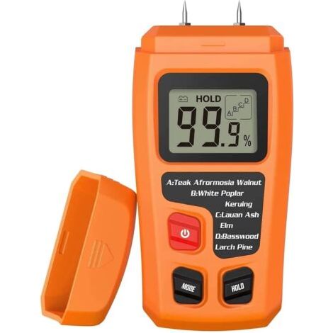 Feuchtigkeitsmesser, Holzfeuchtetester, Digitaler Feuchtigkeitsdetektor, Feuchtigkeitsmesser, Stift-wasserleckdetektor, Feuchtigkeitsmesser Für Holz, Brennholzboden (orange)