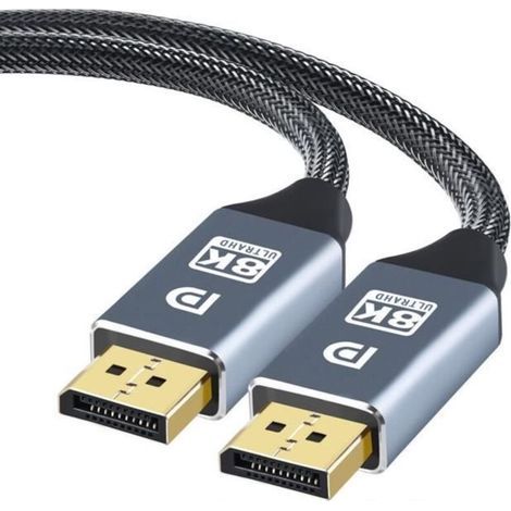 2m Displayport-kabel 1,4 /8k 60hz/ 4k 144hz 165hz Hdr Baumwolle Geflochten Für Gaming-monitor, Grafikkarte, Pc, Laptop, Tv