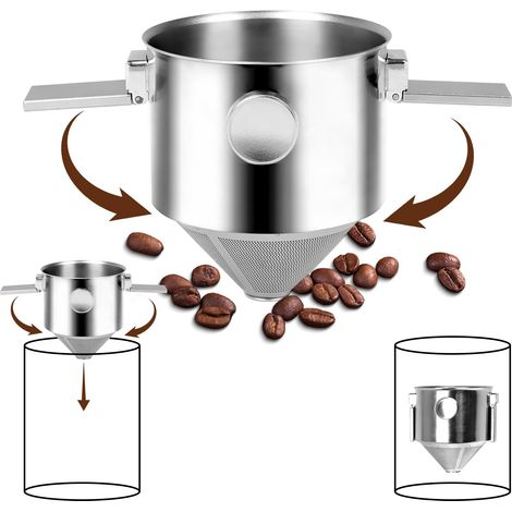 Wiederverwendbarer Kaffeefilter Aus Edelstahl, Biegsamer Und Tragbarer Kaffeefilter, Doppellagiger Filter Ohne Papier.