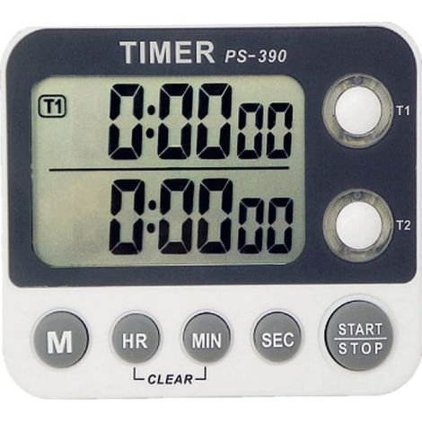 Küchentimer, 2-kanal-küchentimer, Einstellbare Lautstärke, Kochtimer, Stoppuhr, Großes Lcd-display, Magnetische Rückseite, Batterie Und Kabel Im Lieferumfang Enthalten