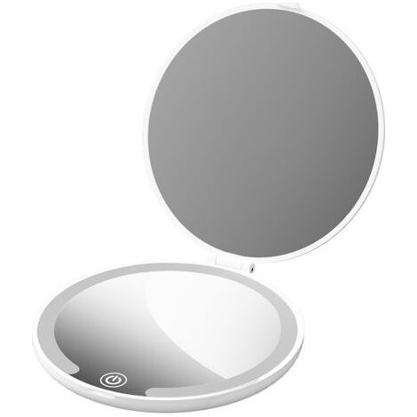 Led-schminkspiegel, Weiß, 10 X 10,5 Cm, 1 X Tragbarer Klappspiegel, Reisespiegel Für Ausbesserungen, Wiederaufladbarer Mini-reisespiegel