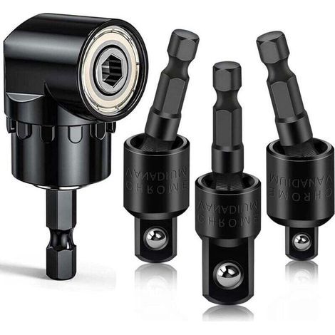 Flexibler Rechtwinkliger Bohrer-verlängerungssatz, 1/4 Zoll, 3/8 Zoll, 1/2 Zoll, 360° Drehbarer Schlagschrauber-adapter, Passend Für Schraubendreher, Bohrer Und Schraubenschlüssel.