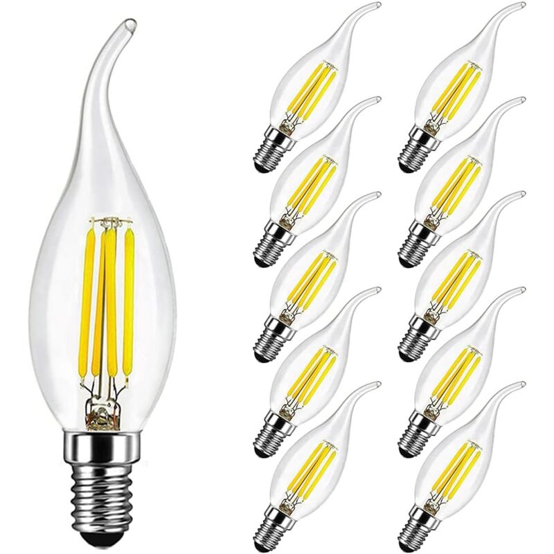 Led-flammenlampe E14, 4 W, Entspricht 40 W, 400 Lm, Kaltweiß 6500 K, E14-led-kerze Für Kronleuchter, Kristall-kronleuchter, 10 Stück