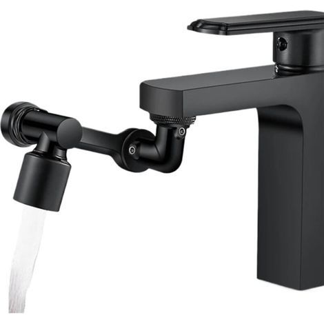 Erweiterter Wasserhahn 1080, Schwenkbarer Spritzfilter, Schwenkbare Wasserhahn-sprühgabel – Dual-modus [schwarz]