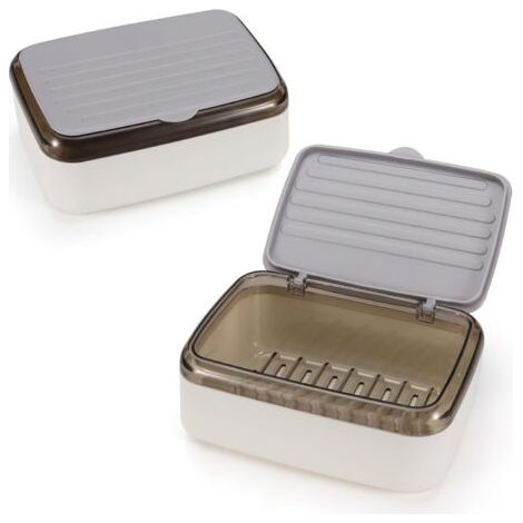 2er-pack Seifenschale Mit Ablaufschale Und Deckel, 2-lagige, Abnehmbare, Große, Wasserdichte Seifenkiste Für Dusche, Badezimmer, Waschbecken, Grau