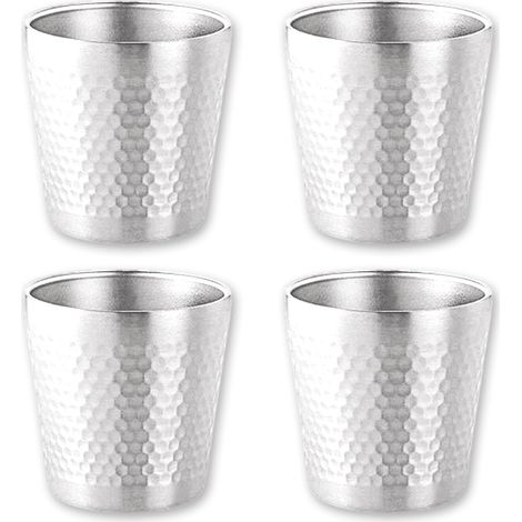 Set Aus 4 Isothermen Tassen Aus Rostfreiem Edelstahl – 175 Ml – Empilierbar – Ohne Poignées