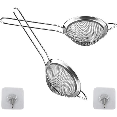 Set Mit 2 Mini-sieben Aus Feinmaschigem Edelstahl Mit 8 Cm Durchmesser – Ideal Zum Sieben, Abseihen, Abseihen, Sieben Trockener Zutaten, Mehl, Nudeln, Reis, Tee