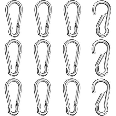 Karabiner Aus Edelstahl, 12 Stück, Widerstandsfähig, Vielseitig Einsetzbar Für Sport, Camping, Tiere