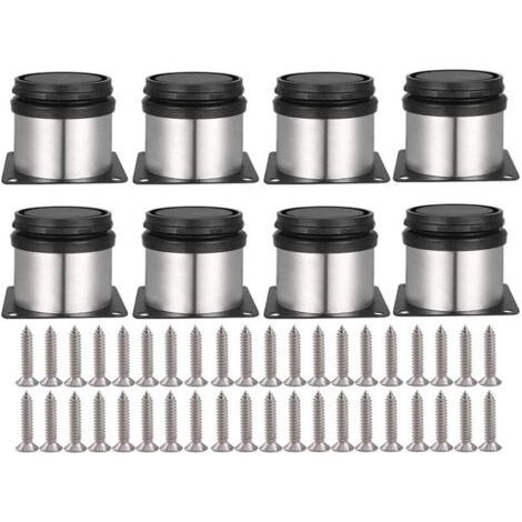 Set Mit 8 Verstellbaren Möbelfüßen, Inklusive Schrauben, Rund, Edelstahl. Beine Für Möbel, Tische, Schränke, Möbel Und Regale, Höhenverstellbar, 50 Mm.