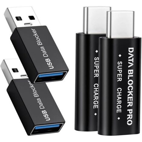 Usb-datenblocker Und Usb-c-datenblocker (4er-pack), Schützender Usb-adapter Für Sicheres Laden, Usb-blocker Gegen Juice Jacking, Nur Ladeadapter Kompatibel