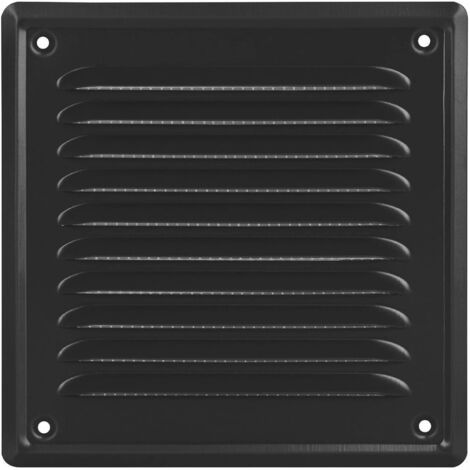 Schwarze Außenlüftungsgitter 15 X 15 Cm Mit Moskitonetz, Wandbefestigung Und Netz