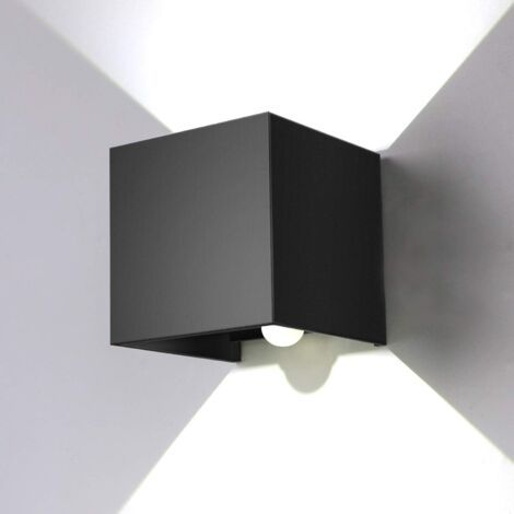 Led-wandleuchte, 12 W, Mit Bewegungsmelder, Winkel Verstellbar, Ip67, 6000 K, Weiß, Kalt, Für Außen/innen (innenraum, Garten, Zimmer), Schwarz