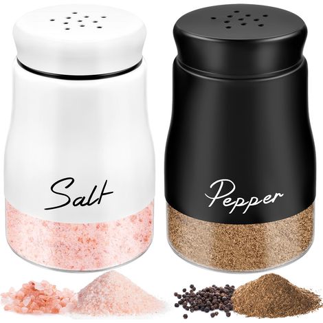 Set Aus Salière Und Poivrière, 2 Teile, 120 Ml, Im Glas, Mit Deckeln Aus Rostfreiem Stahl.