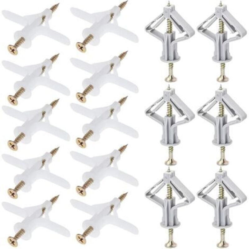 100 Stück Hohlkörperdübel M8 Set, Trockenbaudübel, Gipsdübel, Spreizdübel, Gipshohlkörperdübel, Gipskartondübel