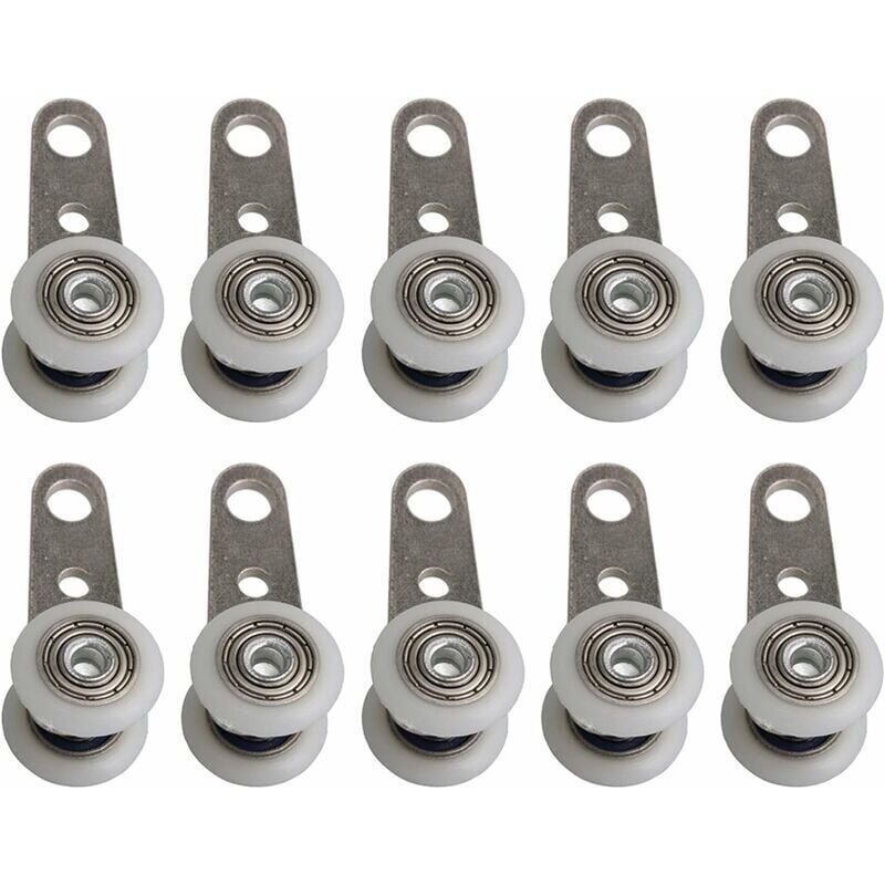 Lot Von 10 Roulettes Pour Baies Vitrées Ou Portes Coulissantes – En Métal Et En Plastique – 4,5 X 1,9 Cm