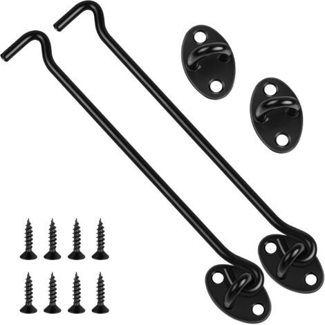 Packung Mit 2 195 Mm Schwarzen Ösenhaken Und Riegel Aus Edelstahl Für Schiebetüren