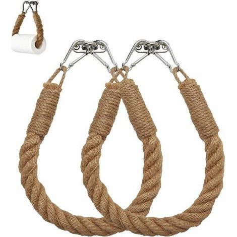 Seil-toilettenpapierhalter, Hanfseil-handtuchhalter, Vintage-holzseil-rollenhalter, Wc-deko Für Badezimmer Und Küche – Braun