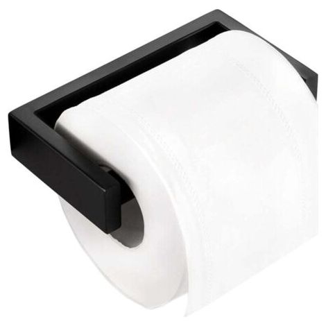 Schwarzer Toilettenpapierhalter, Badezimmer-toilettenpapierhalter, Edelstahlfeder, Gravierter Schriftzug, Wandbehang
