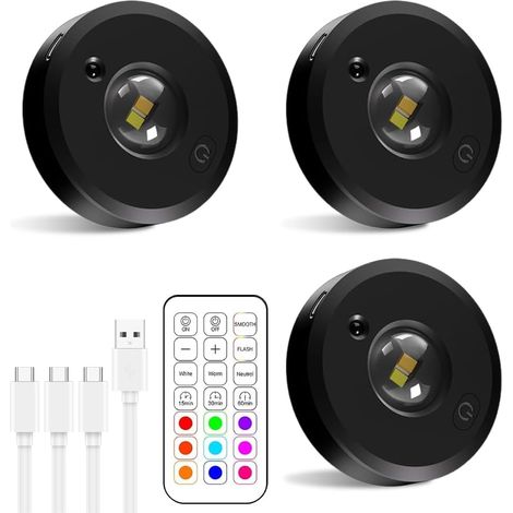 Wiederaufladbare Led-lichterkette Mit Fernbedienung, Einstellbare Helligkeit, 12 Farben Und 2 Dynamische Modi, 1000-mah-akku, Timer – 3er-pack