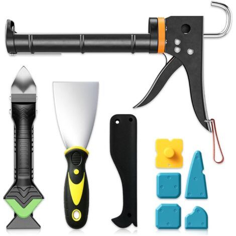 Kartuschenpressen-set, Silikon-kartuschenpistole Und Werkzeug Zum Entfernen Von Dichtungsmittel, Fugenschaber Für Badezimmer, Küche, Boden, Fenster, Waschbeckendichtungen, Rahmen