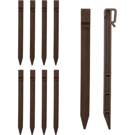 Piquet Ancrage Paysage - 10 Stück, Piquet Ancrage Paysage Plastique Robuste 24,6cm - Pour Bordure/terrasse/tente, Marron