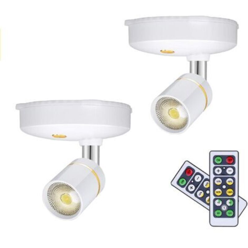 Set Aus 2 Mini-spots Ohne Filter Für Ein Innenleben Mit Variabler Intensität Und Fernbedienung Zum Einstecken In Die Tasche