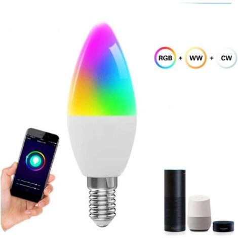 Tuya E14 Angeschlossene Kerzenlampe, Kompatibel Mit Alexa Und Google Speaker Rgbcw 5-wege