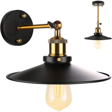 Vintage-wandleuchte, Industrielle Wandleuchte Aus Metall, 240° Verstellbar, Retro-wandleuchte, Wandleuchte Für Salon, Schlafzimmer, Couloir, Loft, Café, Bar, 21 Cm, Schwarz (ampulle Nicht Im Lieferumf
