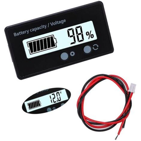 Dc-batteriemessgerät, Batteriekapazitäts-voltmeter-monitor, Blei-säure-batterieanzeige, Dc 12v 24v 36v 48v Lcd-display (weiß)