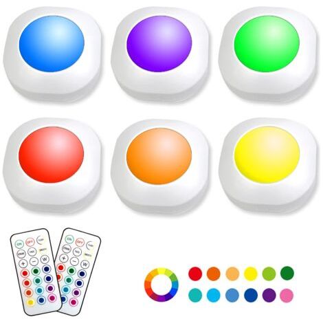 Télécommande Sans Fil Armoire Lumière Dimmable Charge Chambre Atmosphère Presse Veilleuse Sechs Lumières Deux Télécommande