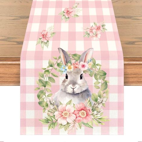 Chemin De Table De Pâques Mit Motiv Lapin, 33 X 183 Cm, Hochwertige Qualität, Parfait Für Die Dekoration Des Druckers Und Des Gebäudes