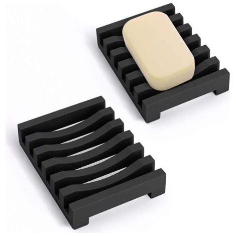 (schwarz) 2er-set Lange Seifenschale, Silikon-seifenschale Mit Selbstentleerendem, Trocknendem Design, Für Küche, Duschraum, Badezimmer