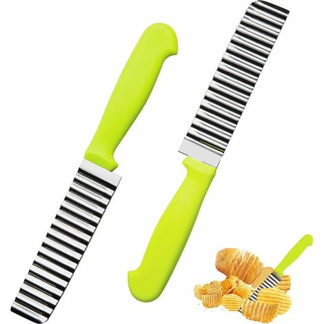 2 Stück Pommes-frites-schneidmesser, Küchenutensilien-edelstahlschneider, Gezahnter Schneider