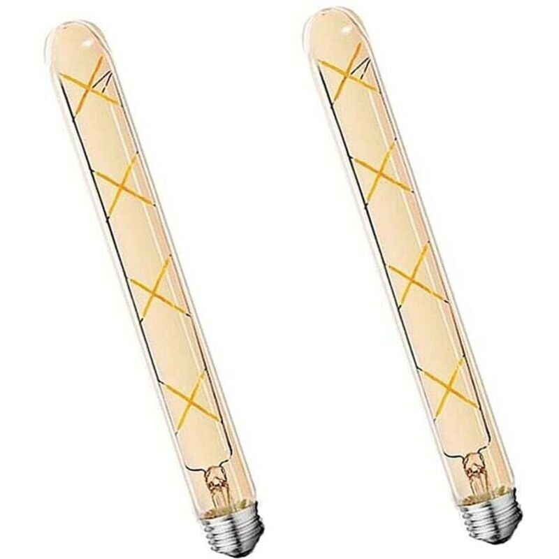 2 Pakete E27 T30 Ampulle Mit Filament Led 8w Verre Ambré Blanc Chaud Tubede Lumière (äquivalent Zu Einer Halogenlampe 70w)700lm Lampen Mit Energieeffizienz Vintage E27,300mm