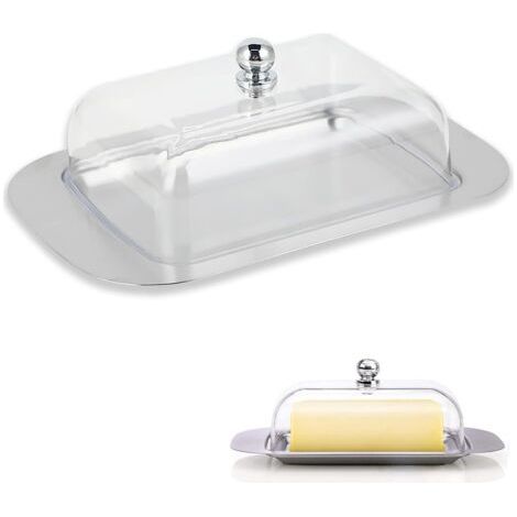Butterdose Aus Edelstahl Mit Deckel – Große Butterdose Aus Poliertem Edelstahl Und Pc-kunststoff, Spülmaschinenfest, Ideal Zum Frischhalten Von Butter