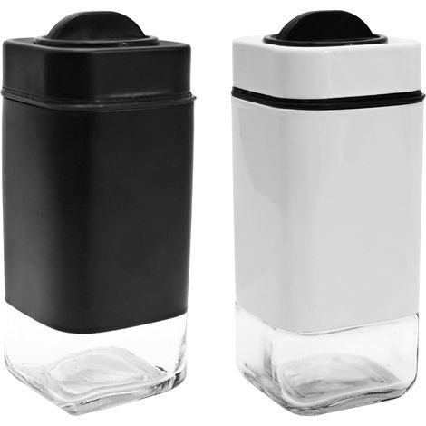 Ensemble Aus 2 Salières Und Poivrières, Pot À Épices Mit Einstellbarem Verseur, Schwarz Und Weiß, 10 X 4,6 Cm
