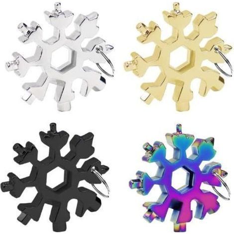 Schneeflocken-multifunktionswerkzeug, 18-in-1, 4er-pack, Schneeflocken-werkzeug, Schneeflockenschlüssel Aus Edelstahl, Geschenk Für Männer