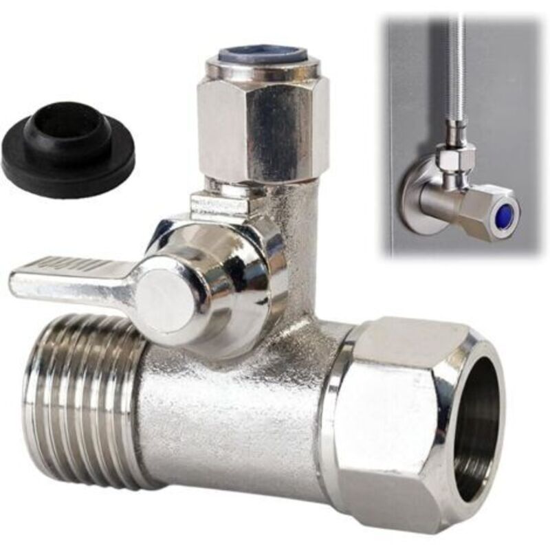1/2" X 1/2" X 1/4" T-adapter-absperrhahn Zum Einfachen Anschluss Von 2 Geräten, Absperrventil Für Kühlschränke Und Wasserfiltrationssysteme